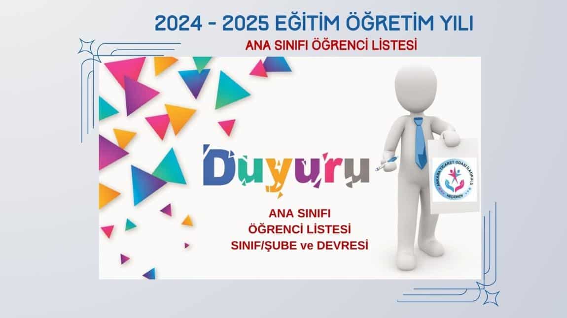 ANA SINIFI ÖĞRENCİ LİSTESİ- SINIF/ŞUBE ve DEVRESİ